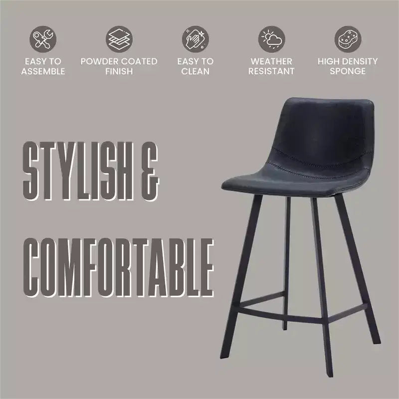 Sgabello da bancone – pelle PU, schienale basso, base in acciaio inossidabile, 1 posto