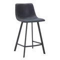 LeisureMod 35 Counter Stool Upholstered Leather Ergonomic Backrest Padded Seat Stainless Steel Base and Footrest Elland Collection