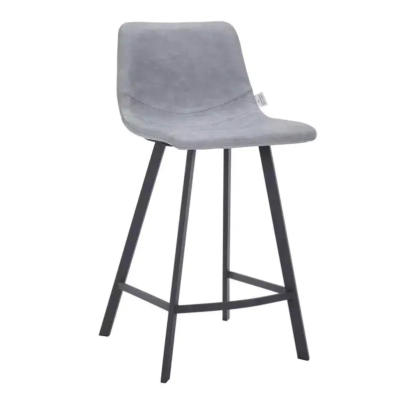 Sgabello da bancone – pelle PU, schienale basso, base in acciaio inossidabile, 1 posto