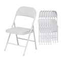 SUGIFT 6 Pack Folding Chairs with Padded Seats, Metal Frame with Pu Leather Seat & Back, White