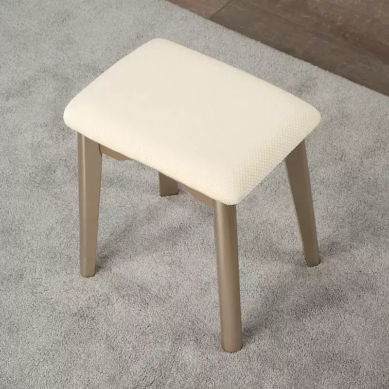 Set toilette e sgabello in legno contemporaneo oro, 2 pezzi, per utente singolo