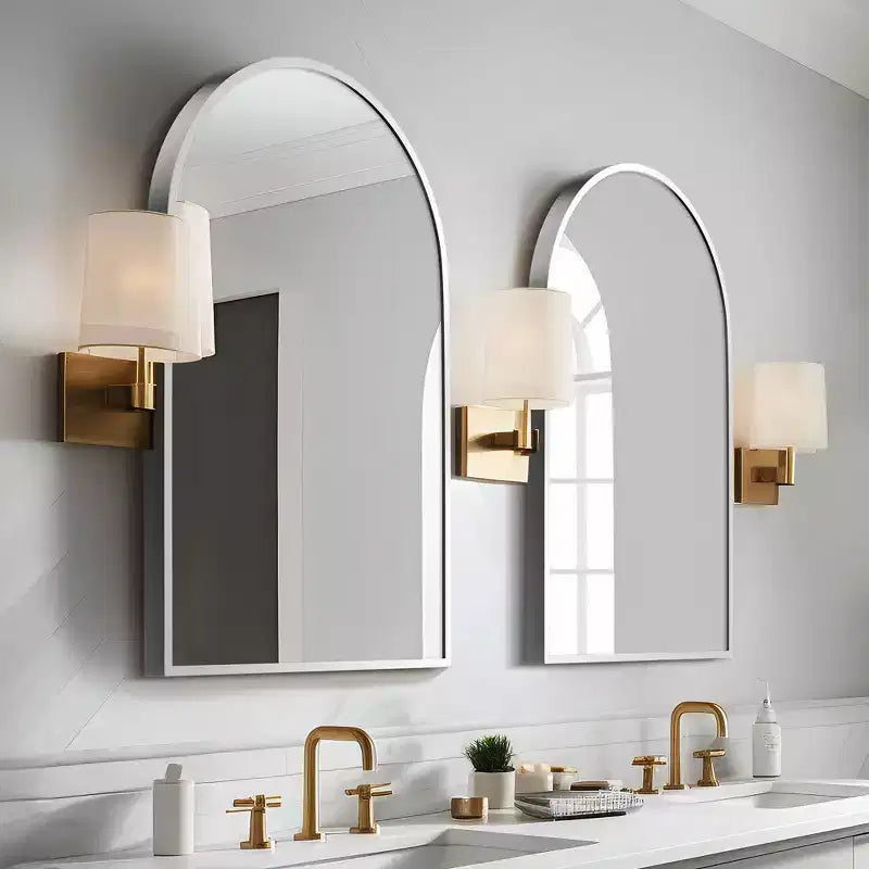 Specchio da parete ad arco nero/oro/argento, cornice in metallo, set da 2