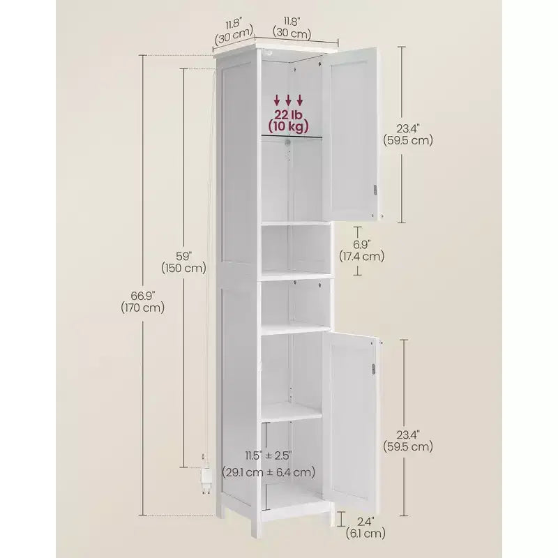 Mobile bagno alto con luci, verde foresta / bianco, 2 ante, montaggio 1 persona