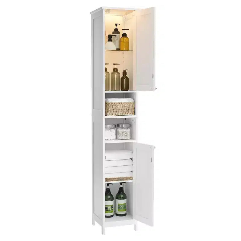 Mobile bagno alto con luci, verde foresta / bianco, 2 ante, montaggio 1 persona