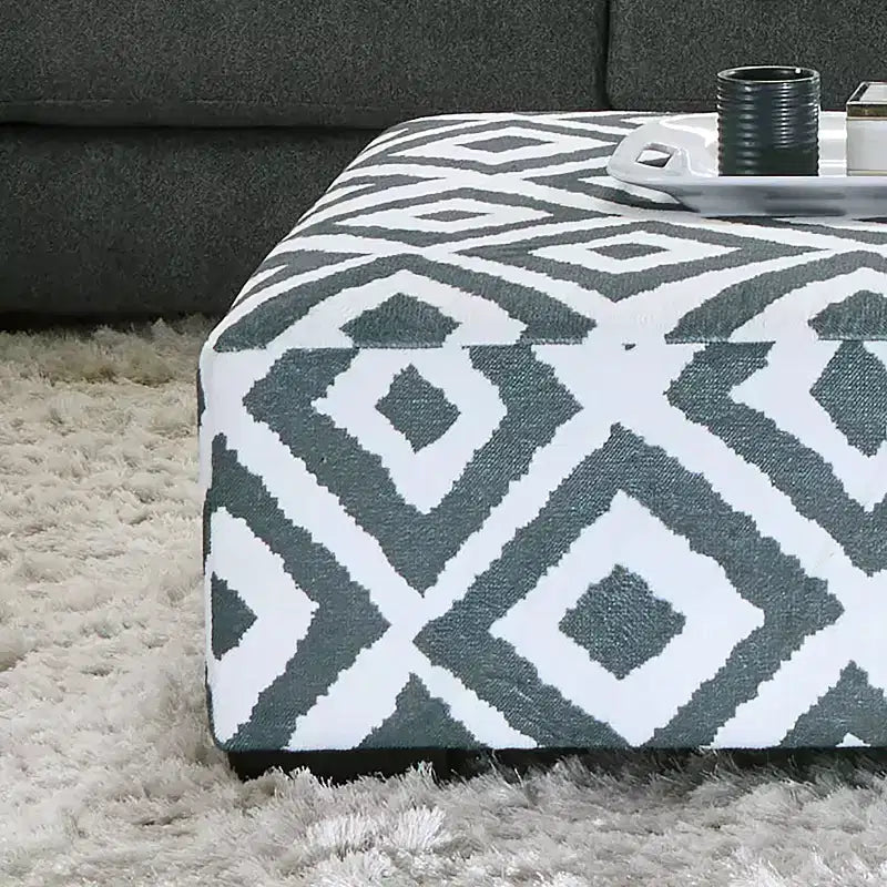 Pouf quadrato imbottito da 104 cm, grigio/marrone chiaro, 1 posto