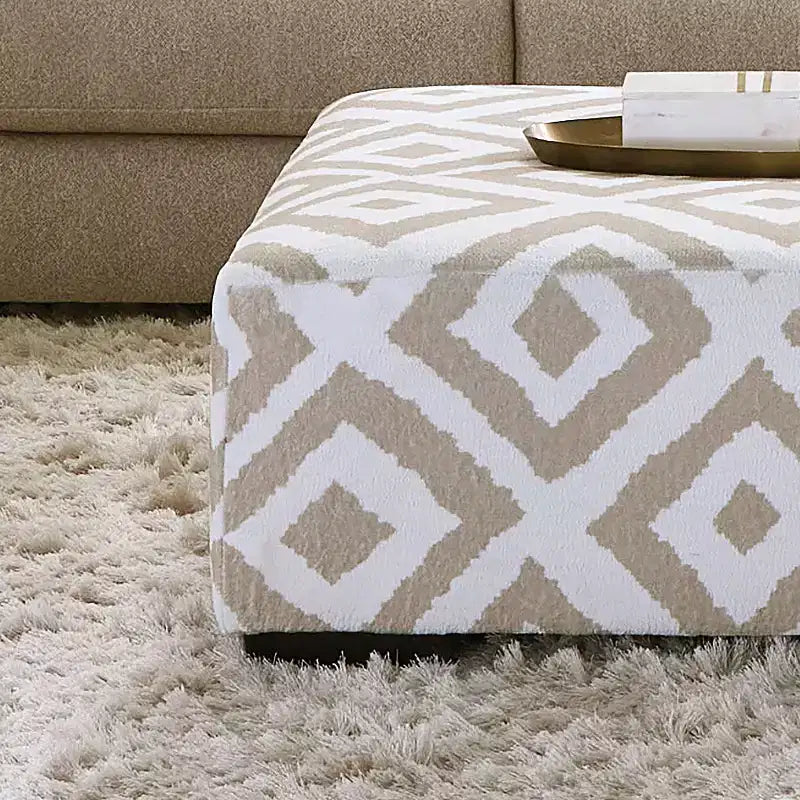 Pouf quadrato imbottito da 104 cm, grigio/marrone chiaro, 1 posto