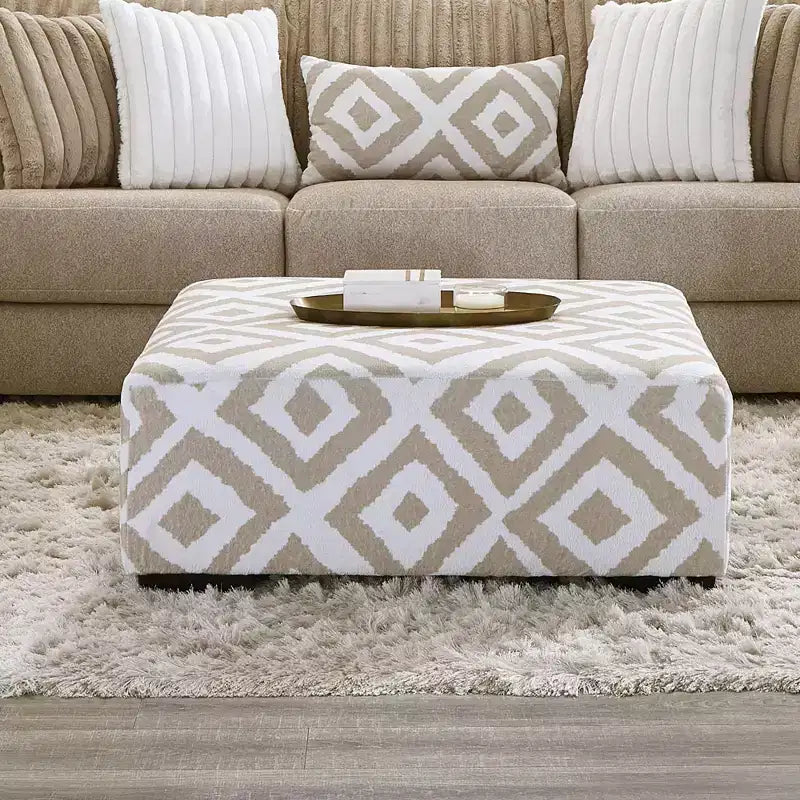 Pouf quadrato imbottito da 104 cm, grigio/marrone chiaro, 1 posto