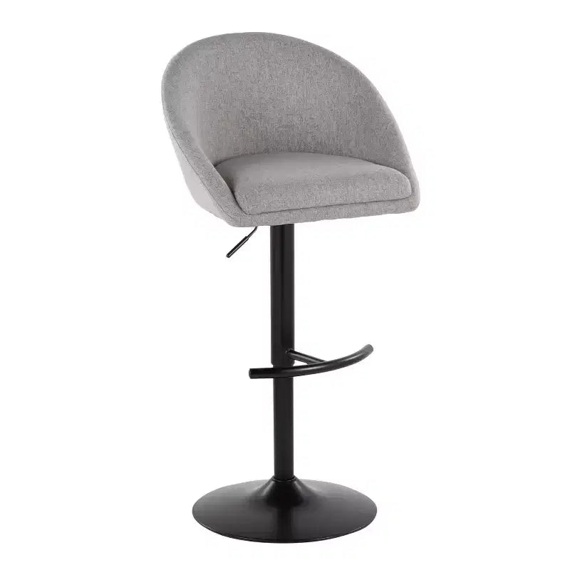 Set di 2 sgabelli da bar alti regolabili – Nero/Oro, Tessuto Crema/Grigio