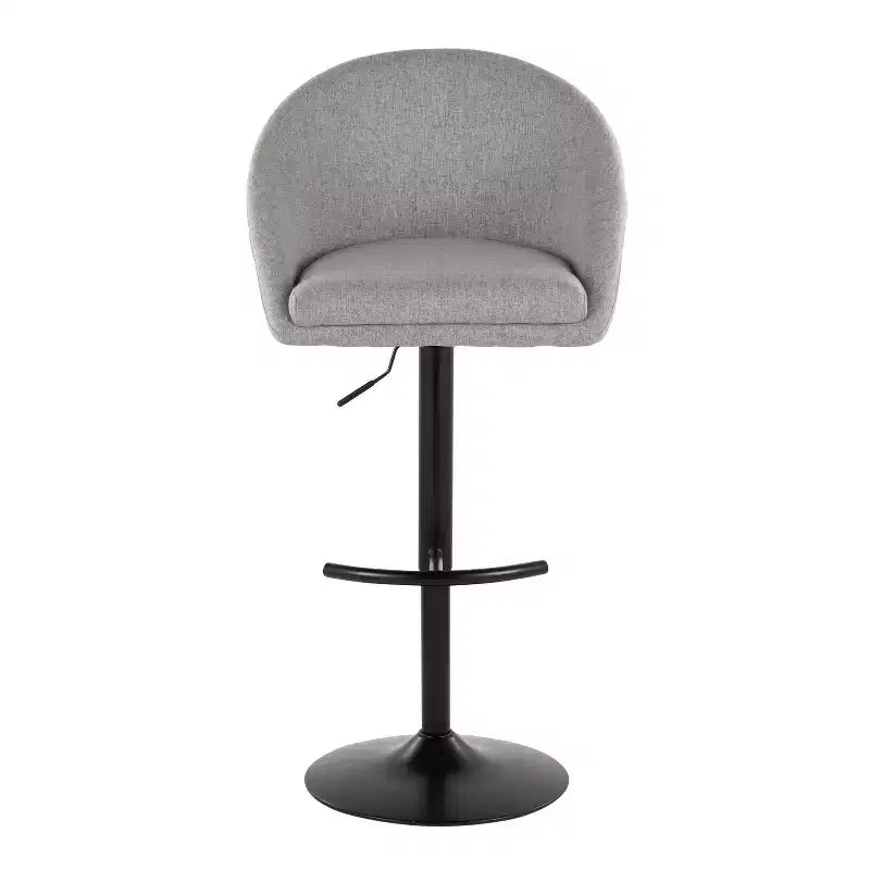 Set di 2 sgabelli da bar alti regolabili – Nero/Oro, Tessuto Crema/Grigio