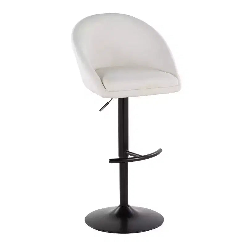 Set di 2 sgabelli da bar alti regolabili – Nero/Oro, Tessuto Crema/Grigio