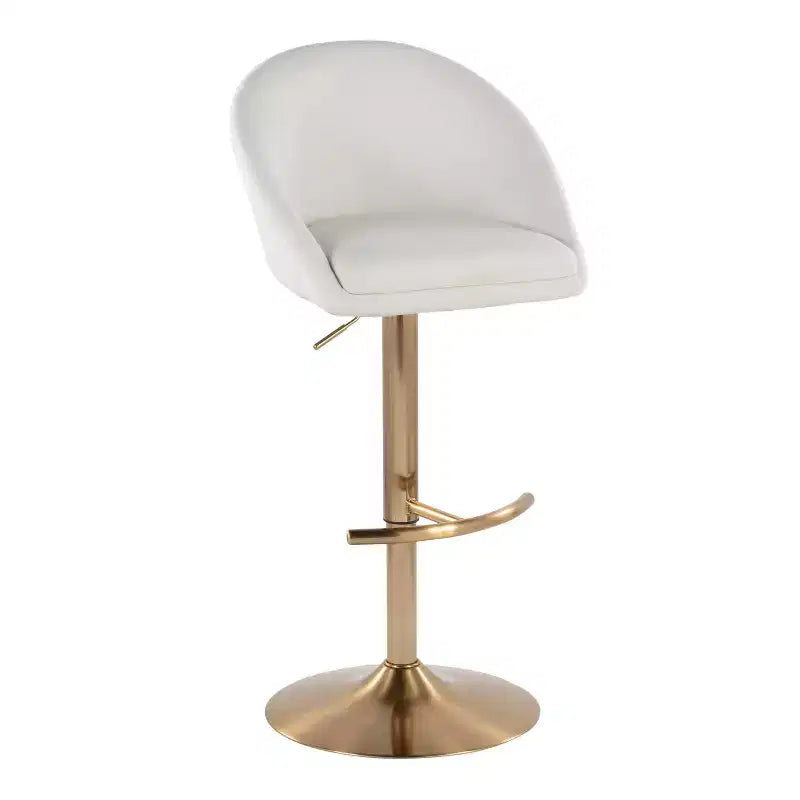 Set di 2 sgabelli da bar alti regolabili – Nero/Oro, Tessuto Crema/Grigio