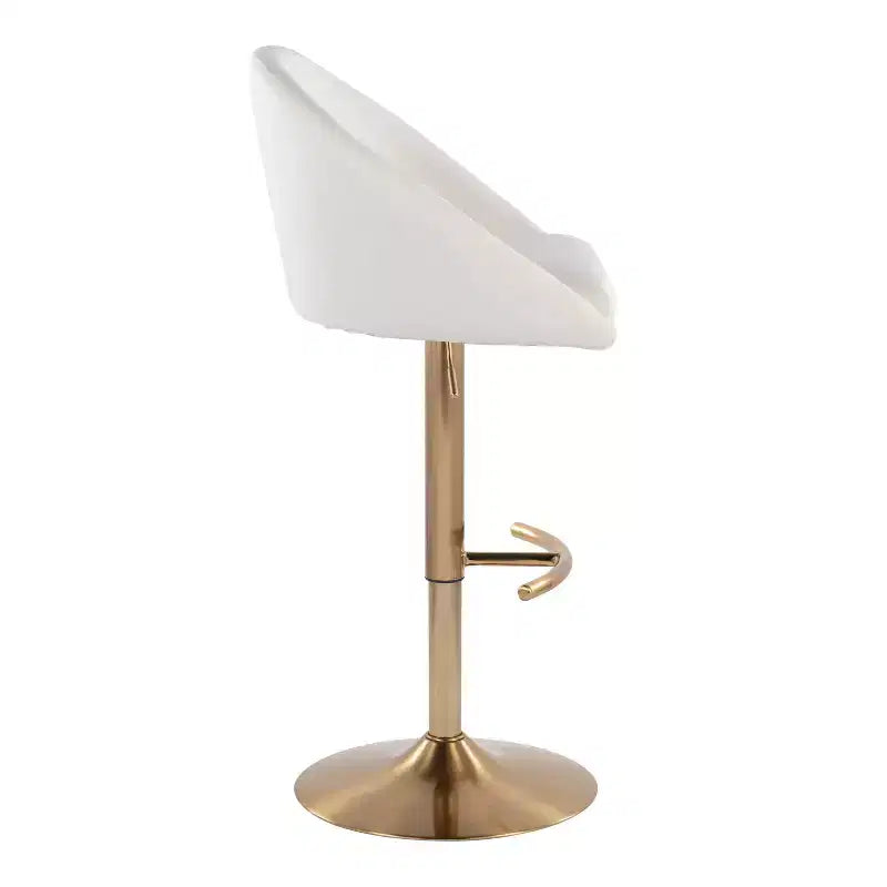 Set di 2 sgabelli da bar alti regolabili – Nero/Oro, Tessuto Crema/Grigio