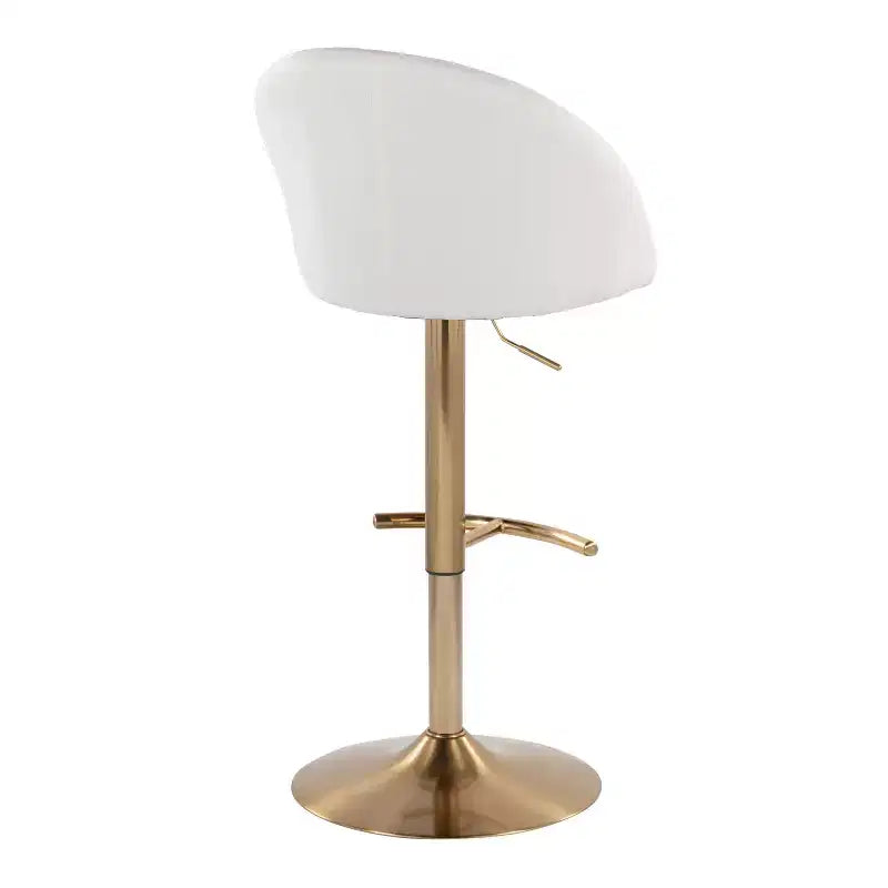 Set di 2 sgabelli da bar alti regolabili – Nero/Oro, Tessuto Crema/Grigio