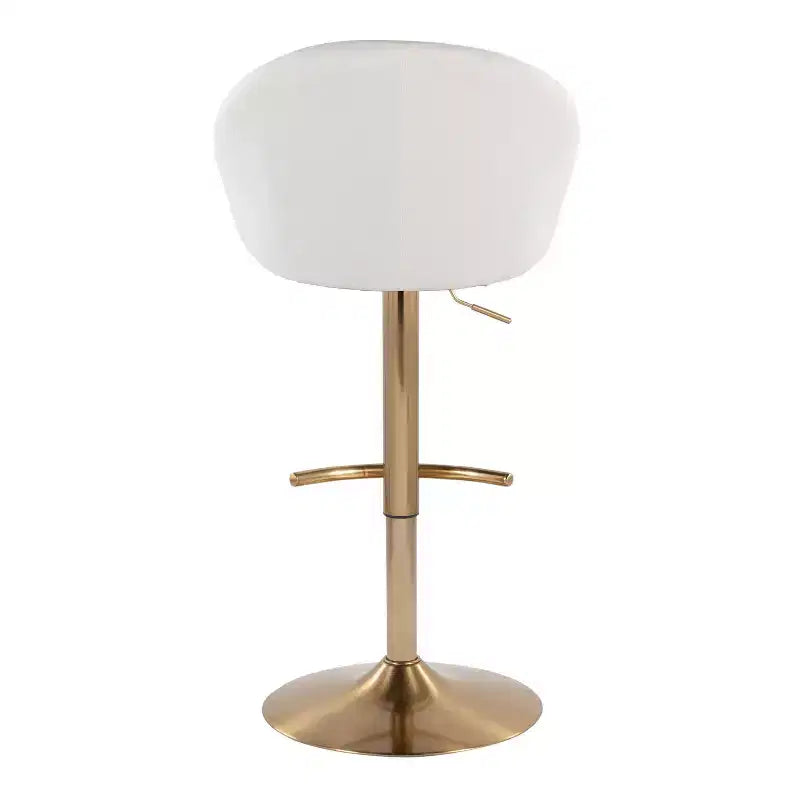 Set di 2 sgabelli da bar alti regolabili – Nero/Oro, Tessuto Crema/Grigio