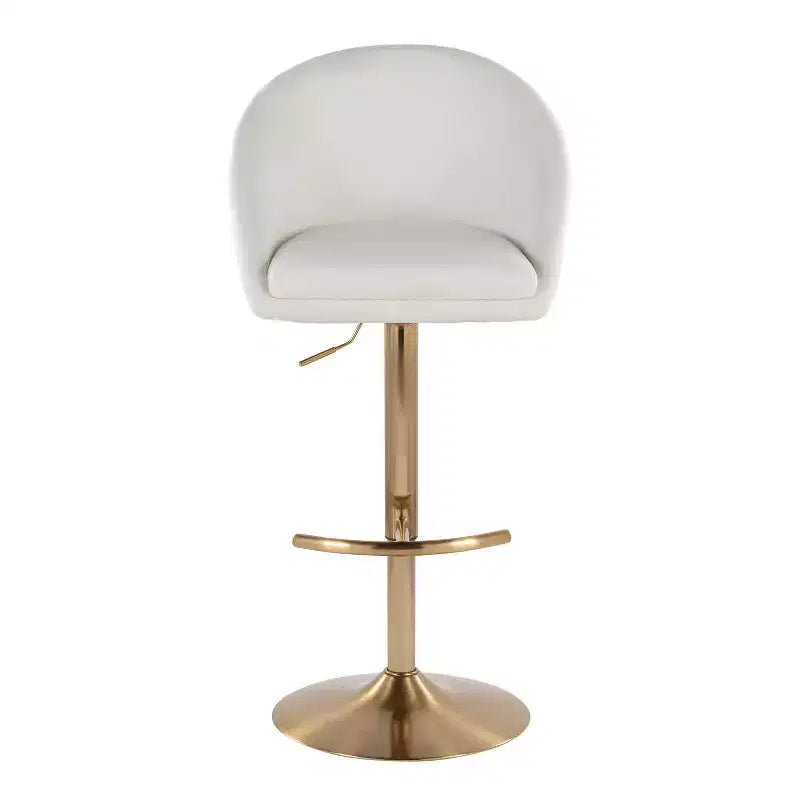 Set di 2 sgabelli da bar alti regolabili – Nero/Oro, Tessuto Crema/Grigio