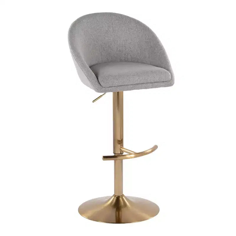 Set di 2 sgabelli da bar alti regolabili – Nero/Oro, Tessuto Crema/Grigio