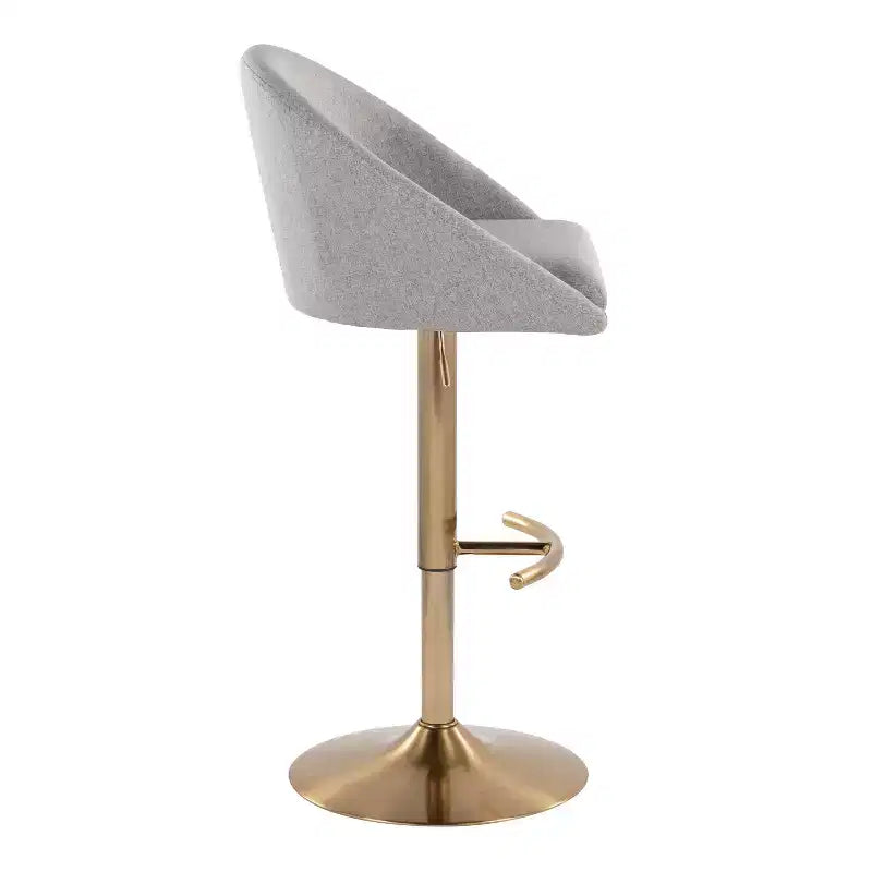 Set di 2 sgabelli da bar alti regolabili – Nero/Oro, Tessuto Crema/Grigio