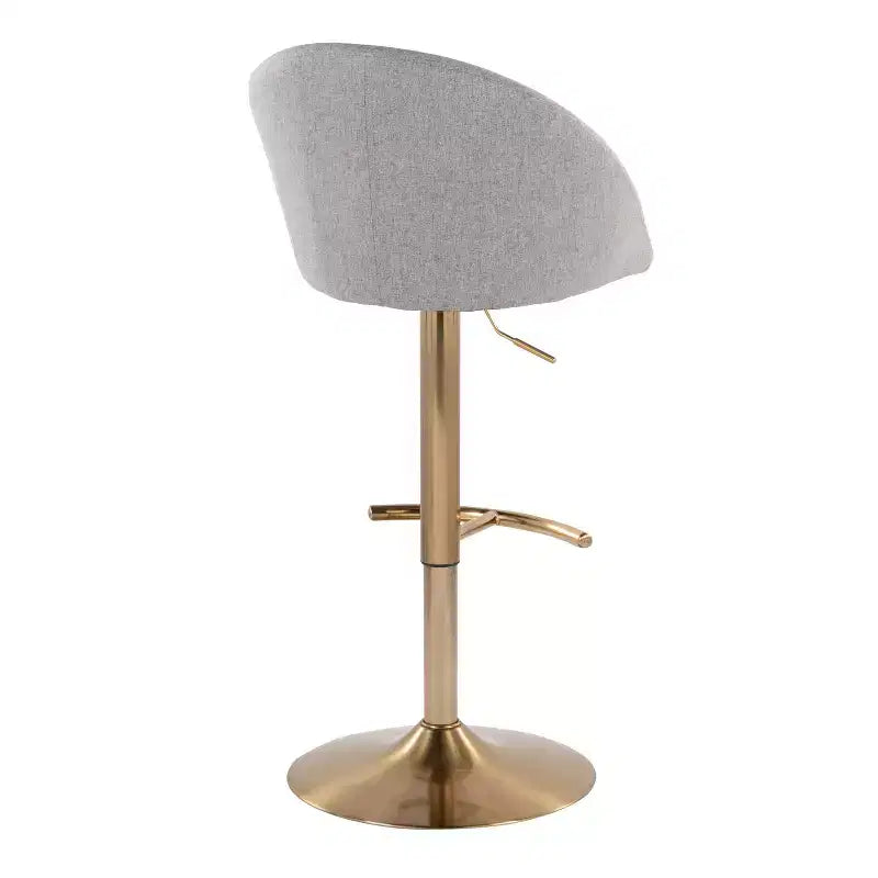 Set di 2 sgabelli da bar alti regolabili – Nero/Oro, Tessuto Crema/Grigio