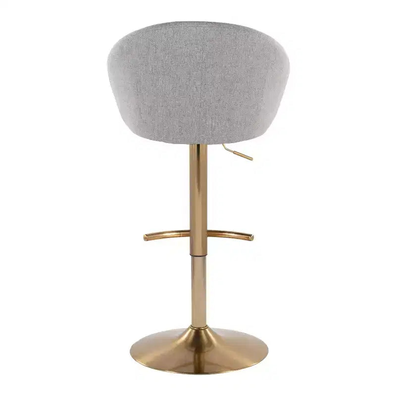Set di 2 sgabelli da bar alti regolabili – Nero/Oro, Tessuto Crema/Grigio