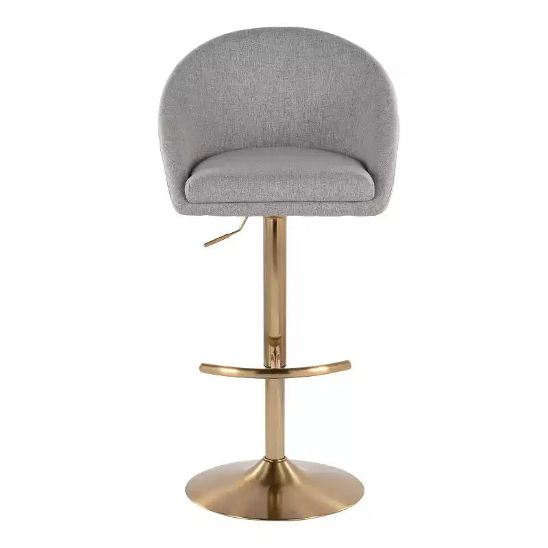 Set di 2 sgabelli da bar alti regolabili – Nero/Oro, Tessuto Crema/Grigio