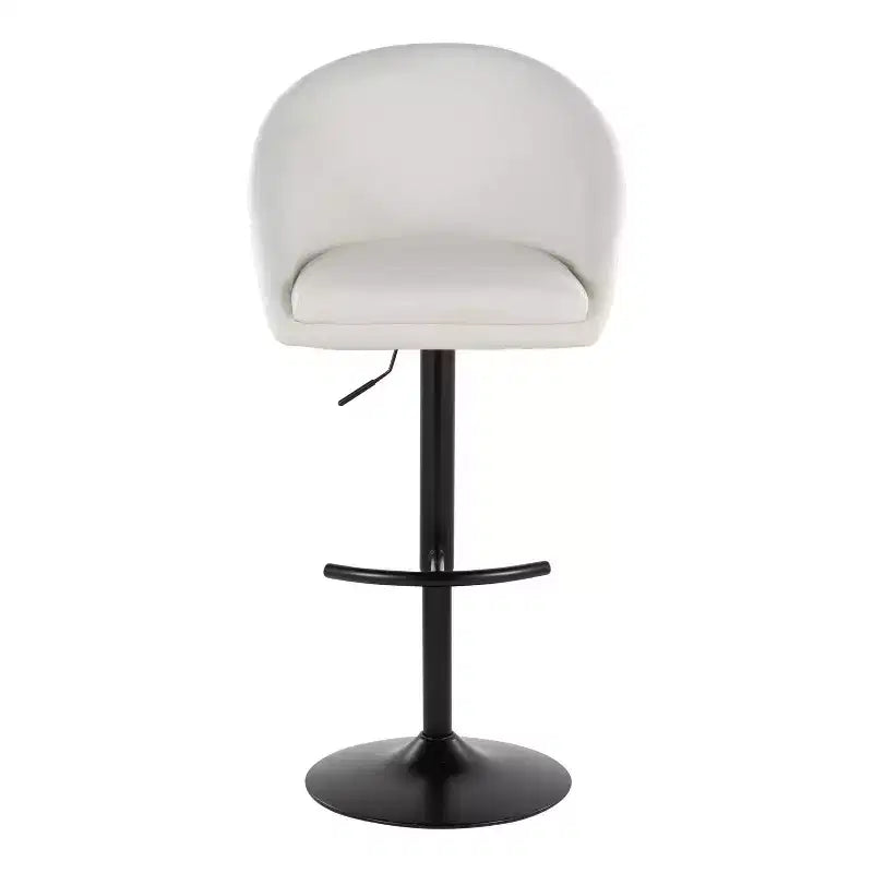 Set di 2 sgabelli da bar alti regolabili – Nero/Oro, Tessuto Crema/Grigio