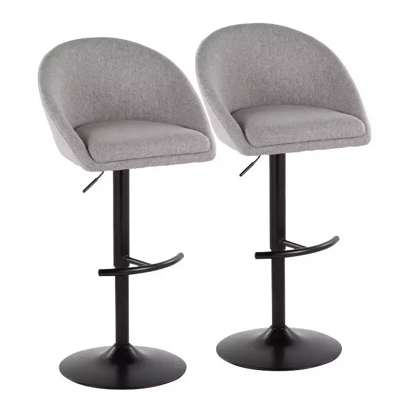 Set di 2 sgabelli da bar alti regolabili – Nero/Oro, Tessuto Crema/Grigio